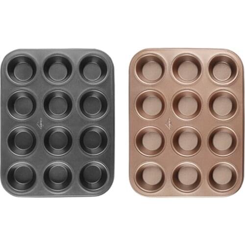 Non-Stick Round 12 Cup Muffin Cake Mold DIY Home Baking Flat Bottom Muffin Cup Baking Tray Baking Tools Cake Mold