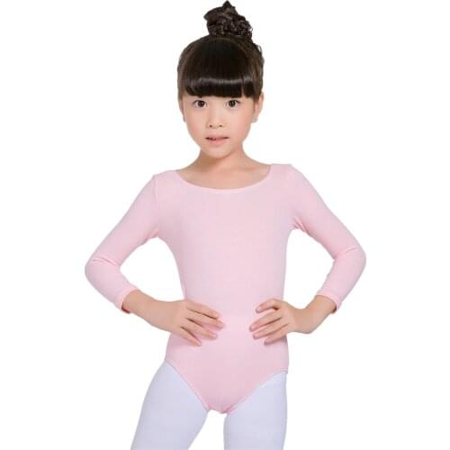 Girls Ballet Dance Long Sleeve Leotards for Toddler Kid Gymnastics Classical Unitard Cotton Professional DanceWear Costume Dress