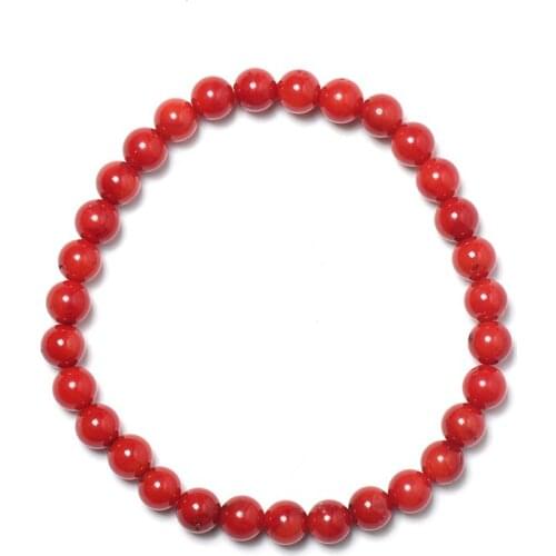 Natural Red Coral Bead Bracelet 6mm size fashionable high-end temperament girl Bracelet 7.5 inch New Year gift