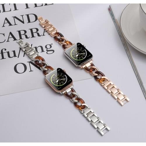 Link bracelet for apple watch series 5 4 3 2 1 band for iwatch resin strap cow boy chain girls bracelet stainless steel