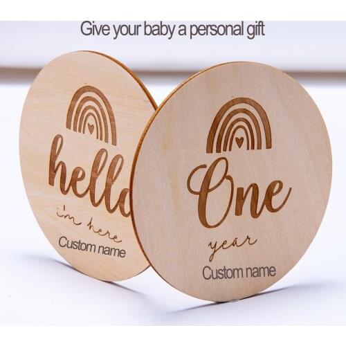 DIY Handmade Wooden Baby Milestone Newborn Year Month Day Commemorate Card Photography Props Teether Kids Fotografie Tool Custom