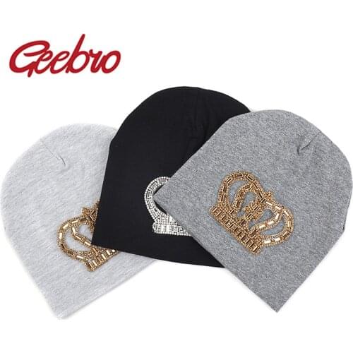 Geebro Newborn Winter Autumn princess crown Baby girl Hat Boy Cap Kids cotton Beanie bonnet Children baby toddler hats