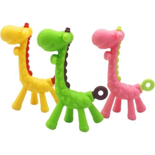 Cute Cartoon Giraffe Shape Baby Teether Silicone BPA Free Safe Infant Teething Toys New Necklace Hanging Toys For Baby Activity