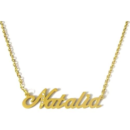 FairLadyHood Custom Name Pendant & Necklace Personalized "Natalia" Pendant Necklace Women Stainless Steel Custom Lover Gift