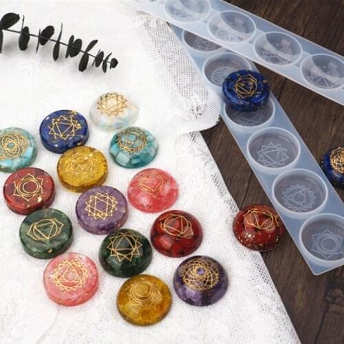 2pcs/DIY Crystal Epoxy Mold, Seven Chakras, Semicircle, Hemisphere, Mirror Epoxy Mold, Chocolate Fudge Silicone Mold 310*46mm