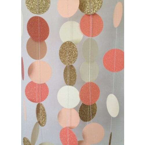 Jumbo Peach Wedding Garland, Paper Garland, Bridal Shower, Baby Shower, Birthday Party, Photo Prop, Peach Bunting, Gold Glitter