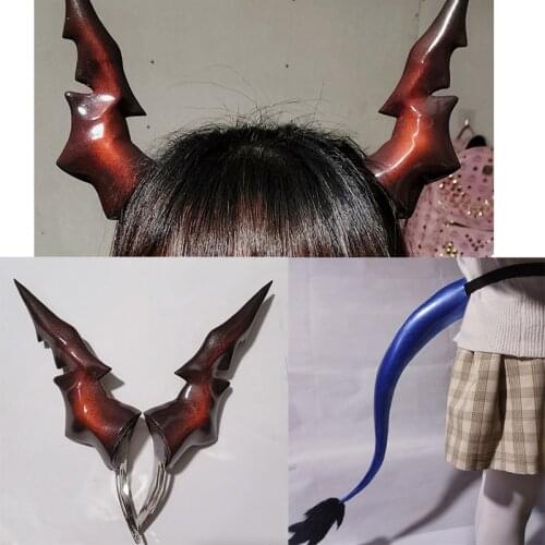 Arknights Chen Cosplay horns Headdress tail Hand-Making women men Halloween Cosplay Headdress tail one size Props
