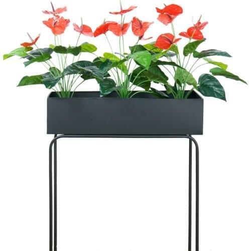 5 Heads Artificial Anthurium Plastic Fake Plants Bonsai Balcony Potted Green Leaves Flower Bouquet Home Garden Living Room Decor