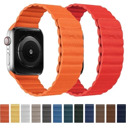 Leather Loop Strap For Apple Watch Band 44mm 40mm 38mm 42mm Magnetic Smartwatch Wristband Belt Bracelet iWatch Series 3 4 5 6 SE
