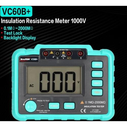 VC60B 1000V Megger Insulation Tester Megohmmeter Ohm Tester InsInsulation Resistance Tester Meters Multimeter The Same As UT501