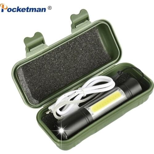 5000LUMS Mini Led Flashlight Built-in 14500 USB rechargeable Q5+COB 3modes torch linterna Indoor or Outdoor Use for fishing