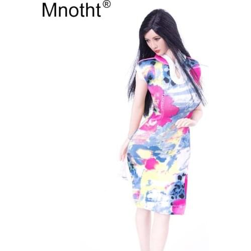 Montht 1/6 Sexy Chinese cheongsam clothes accessory Printing pattern dress model for 12'' soldier action figure body toys m2n