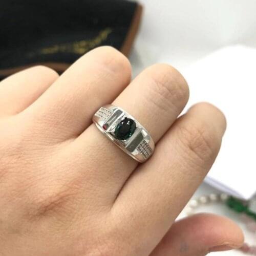 Nature sapphire mens rings good design atmosphere 925 silver finger ring number can be customized for man