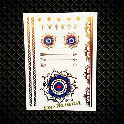 New Gold Flash Metallic Waterproof Temporary Tattoo Jewelry Henna SunFlower Fake Tattoo Totem GYS-105 Sexy Tattoo Self Adhesive