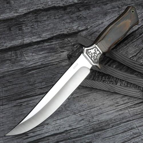 Wooden Handle Fixed Blade Knife Field Hunting Short Knife Tactical Self-defense Stainless Steel Outdoor Survival Knives for Men