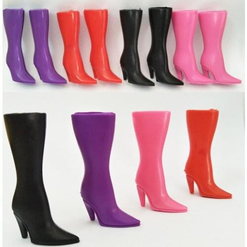 4 Colors Fashion High Heel Shoes For Barbie Doll Long Boots For Barbie Dollhouse 1/6 Doll Accessories Kids Toy BJD Dolls