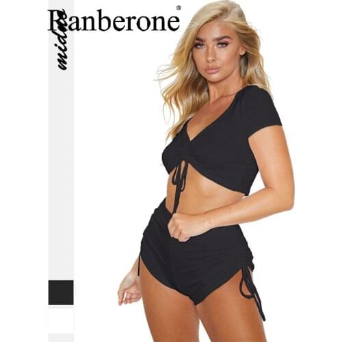 Ranberone 2PCS Seamless Yoga Set Women Crop Top Shorts Yoga Sportsuit Workout Outfit Gym Set Sports Suit Tracksuits Women 2021