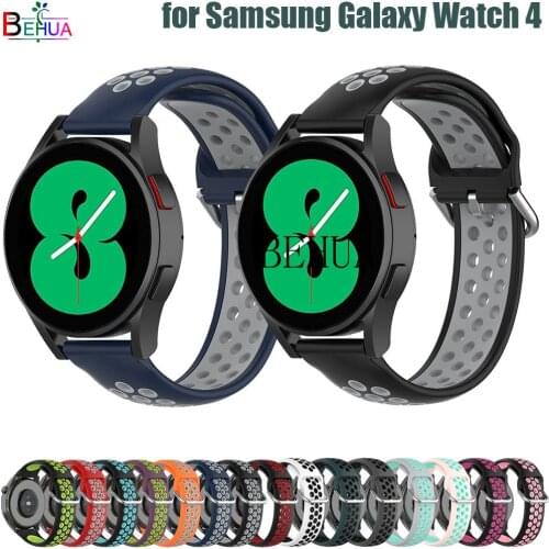 BEHUA 20mm WatchBand Strap For Samsung Galaxy Watch 4 44MM / Galaxy Watch 4 Classic 46mm Smart Silicone WristBand Bracelet belt