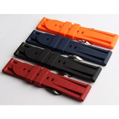 Watch Accessories For use with Panerai PAM00362 PAM00233 PAM00024 silicone rubber waterproof Watch strap with 22 24mm