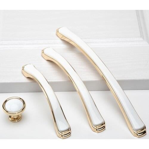 Cabinet Wardrobe Kitchen Cupboard Handle Furniture Drawer Luxury European Door Pull White Gold Door Pull Room Knob Hardware