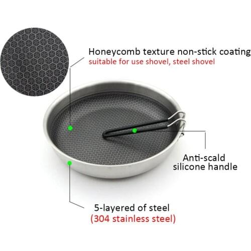 Stainless Steel Nonstick Pan Portable Skillet For Home Outdoor Kitchen Cooking Camping Cookware