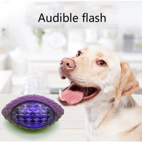 Dog Puppy Rubber Football Shape LED Light Sound Bouncy Ball Tooth Cleaning Toys