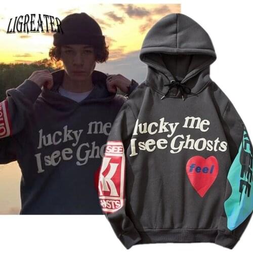 I See Ghosts Kanye West Graffiti Letter Print Harajuku Hoodie Sweatshirt Men Fleece Hoodie Hip Hop Stranger Things Tops Hoodies
