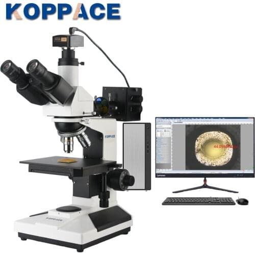 KOPPACE 50X-400X Trinocular Metallurgical Microscope 12 Million Pixels USB2.0 Camera Provide Image Measurement Software