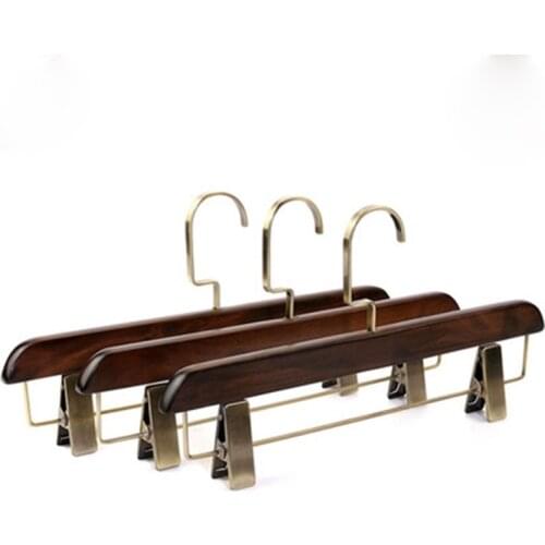 36cm 4 pcs/lot Solid Wood Trousers Hangers Antique Color Wooden Hanger for Suit Pants Hotel Garment Store Skirts Hanging