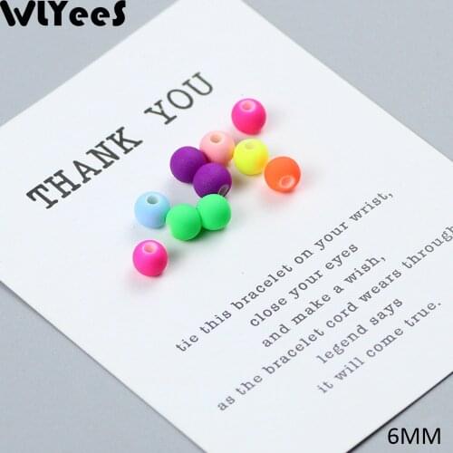 WLYeeS 250pcs 6mm Candy Color Acrylic round Rubber Beads Mixed Neon Loose Spacer beads for Jewelry Bracelet Necklace Making DIY