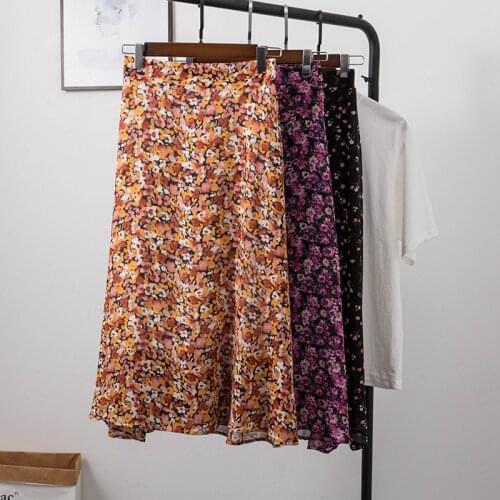 Long Section Skirt Spring and Summer 2020 New Womens Korean Version of The Popular Elastic High Waist Floral Chiffon Skirt