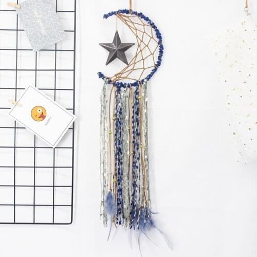 1PC Dreamcatcher With Dream Stars Handmade Decoration Nordic Home Creative Girly Room Wall Decoration Feathers Ornament