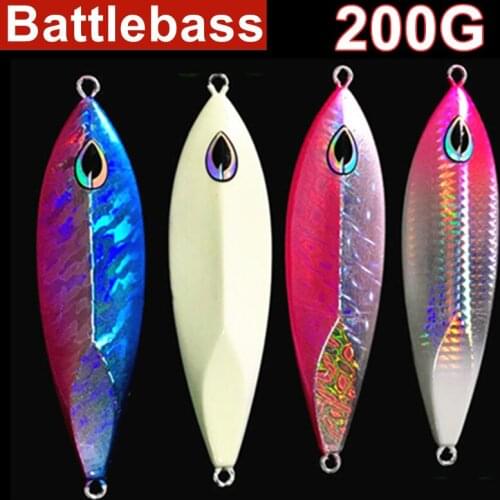 BATTLEBASS 2021 NEW 1 PC Slow Jigging Spoon Lure 200g Metal Jig Lead Fish Sea Bass Fishing Lure Artificial Bait Lead Minnow Lure