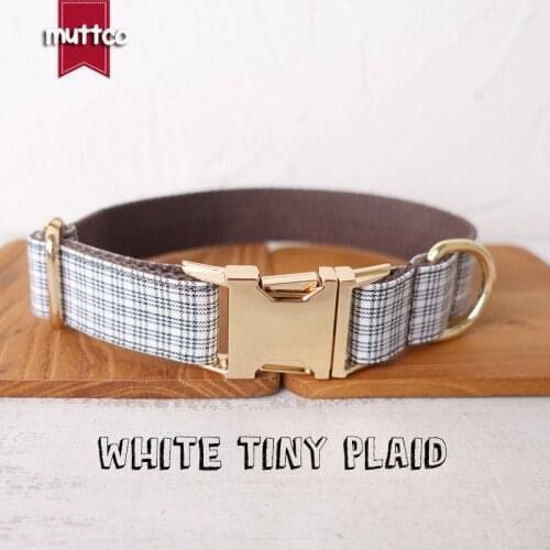10pcs/lotMUTTCO dog collar WHITE TINY PLAID convenient to walk the dog leash accessory for small medium large dog 5 size UDC102J