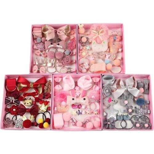 18PCS/Sets 2020 Newly Infant Kids Baby Girls Boys Headwear Cartoon Floral Print Lovely Hairpin