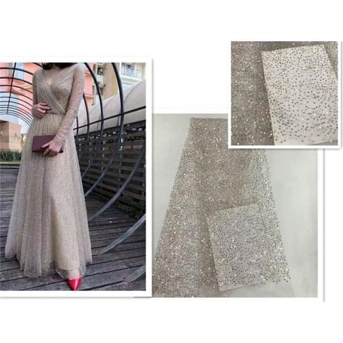 2018 high quality Sequins French net lace fabric 3D flowers African tulle lace with beads for party Wine red purple silver