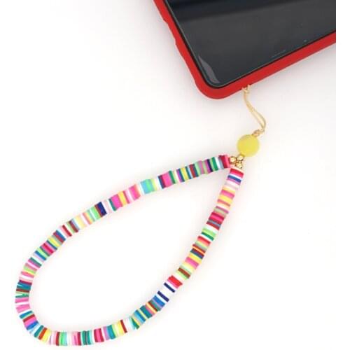 2021 Korea Chic Simple Bohemian National Style Anti-lost Mobile Phone Chain Soft Clay Mobile Phone Lanyard Key Chain Jewelry