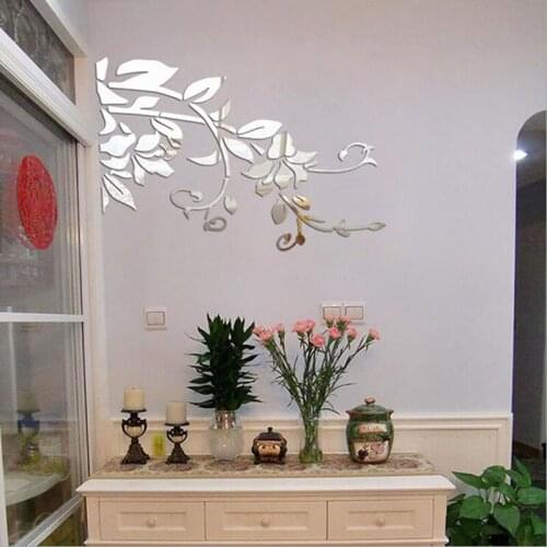 3D DIY Leaves Mirror Wall Sticker Acrylic Modern Art Mural Stickers For Living Room House Decoration