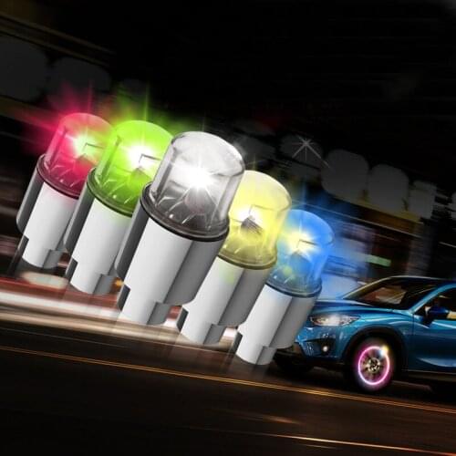 4pcs Car Motorcycle Wheel Tire Valve Cap Rainbow Color Night Flash LED Light Spoke Lamp Auto Accessories Decoration Car Lights