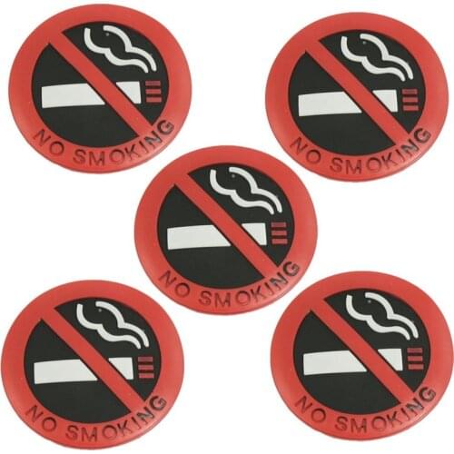 5 Pcs Soft Plastic No Smoking Sign Wall Window Car Sticker Decal