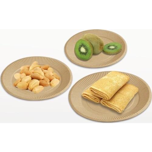 50pcs/pack Disposable Thick Kraft Paper Plate Fruit Dessert Pan BBQ Tray Party Supplies