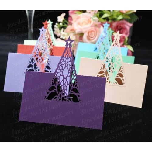 50pcs Christmas tree Place Name Cards Paper Wine Glass Cup Table Invitation Card Christmas Party Invitation Card Decoration