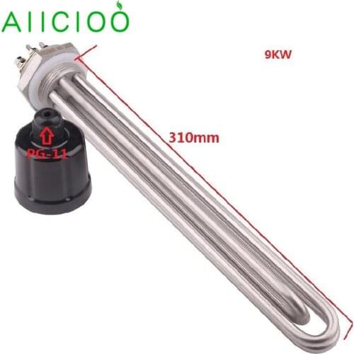 AIICIOO 1.25"BSP Electric Water Heater Heating Element for boiling All 304SUS Tubular Heater DN32 Thread 220v/380v 9kw