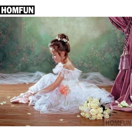 HOMFUN Full Square/Round Drill 5D DIY Diamond Painting "Ballet girl flower" Embroidery Cross Stitch 3D Home Decor Gift A00750