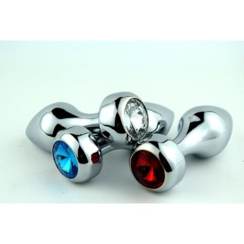 Metal Bullet Anal butt plugs,Stainless Steel Crystal Jewelry Anal Toys Butt Plug Booty Beads sex toys 77*29mm colors