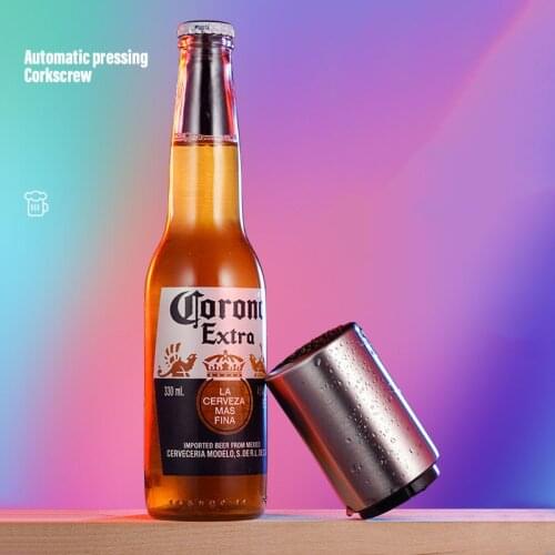 Automatic Beer Bottle Opener Magnet Beer Opener Stainless Steel Push Down Cap Opener for Coke Soda Drinks Kitchen Gadgets