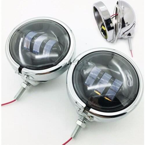 Free Shipping Pair Motorcycle 4 1/2" LED Projector Auxiliary Passing Spot Fog Head Light Lamp 4.5 " Brackets For Harley Touring