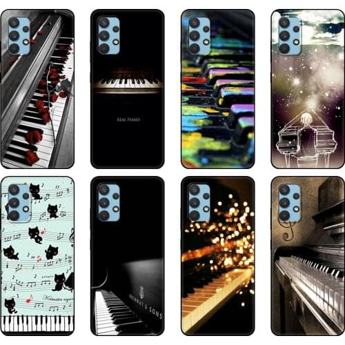 Black tpu Case For Samsung galaxy A12 A22 A32 A42 A52 A72 4g 5g S21 PLUS ultra back cover Music piano keys