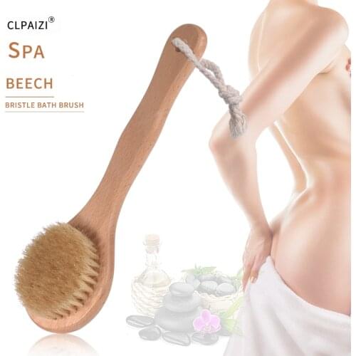 CLPAIZI Natural Bristle Bath Brush Promote Blood Circulation Body Dry Brush Shower Brush Wooden Body Massage Bath Brushes D30
