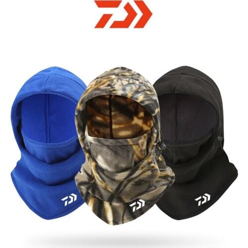 DAIWA Mens Winter Fishing Mask Outdoor Warm and Windproof Cycling Headgear Polar Fleece Face Protection Bib Fishing Hat